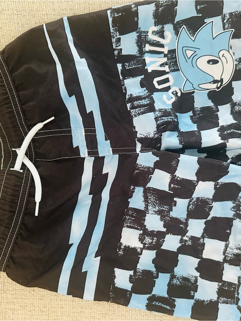 Kids Black & Light Blue Sonic Swim Shorts